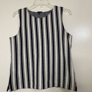 THEORY navy white knitted striped sleeveless tank top size medium